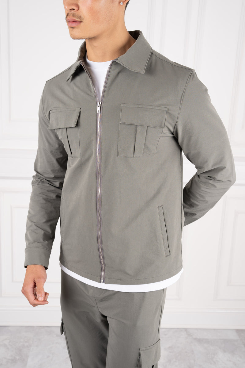 Premium Detail Cargo Jacket - Taupe