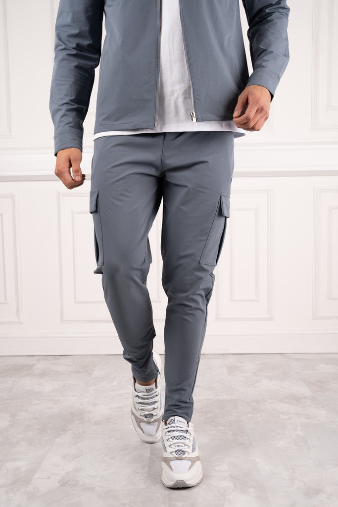 Premium Detail Cargo Pants - Steel Blue