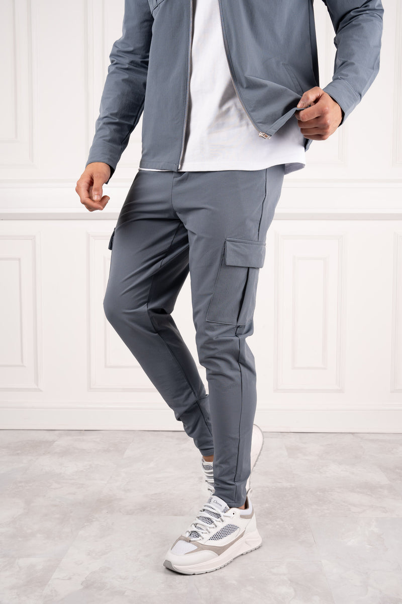 Premium Detail Cargo Pants - Steel Blue