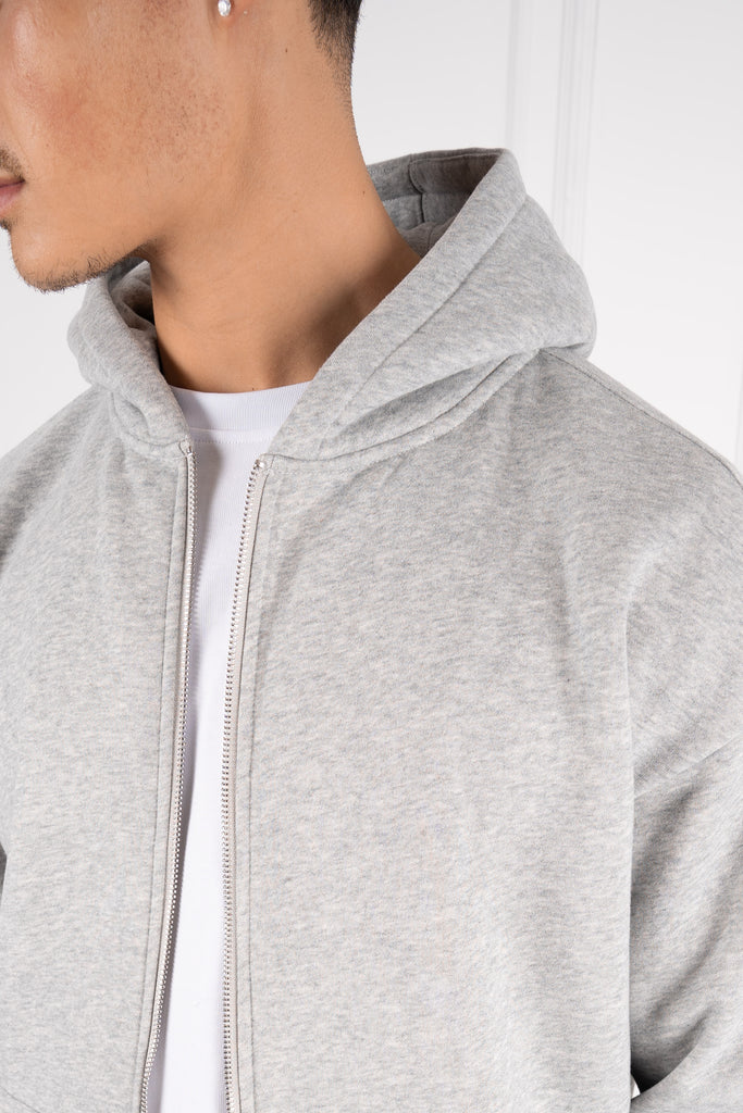 Grey marl zip hoodie on sale