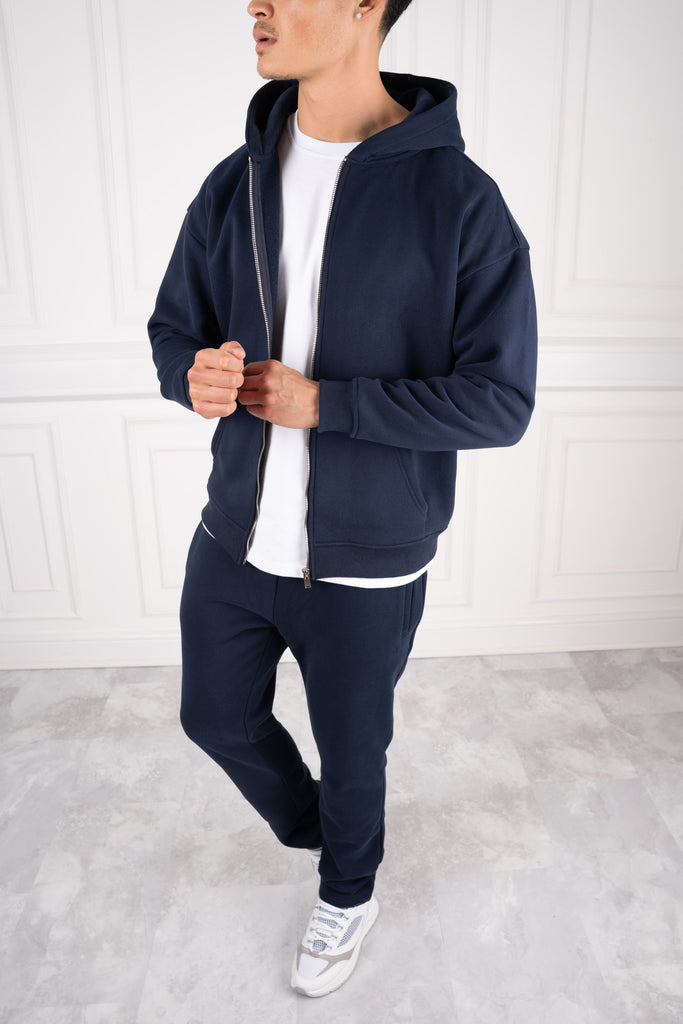 Premium Luxe Zip Up Hoody - Navy