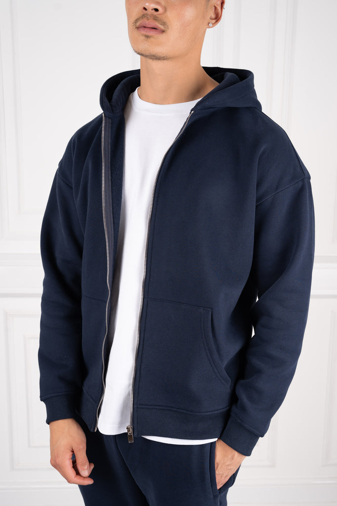 Premium Luxe Zip Up Hoody - Navy