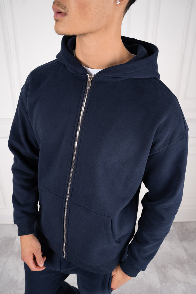 Premium Luxe Zip Up Hoody - Navy