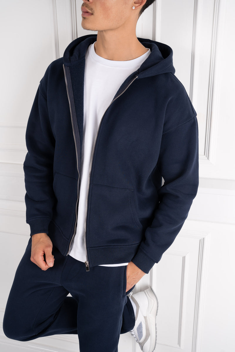 Premium Luxe Zip Up Hoody - Navy