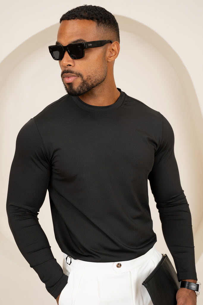 Mercerised Luxe Long Sleeve T-Shirt - Black