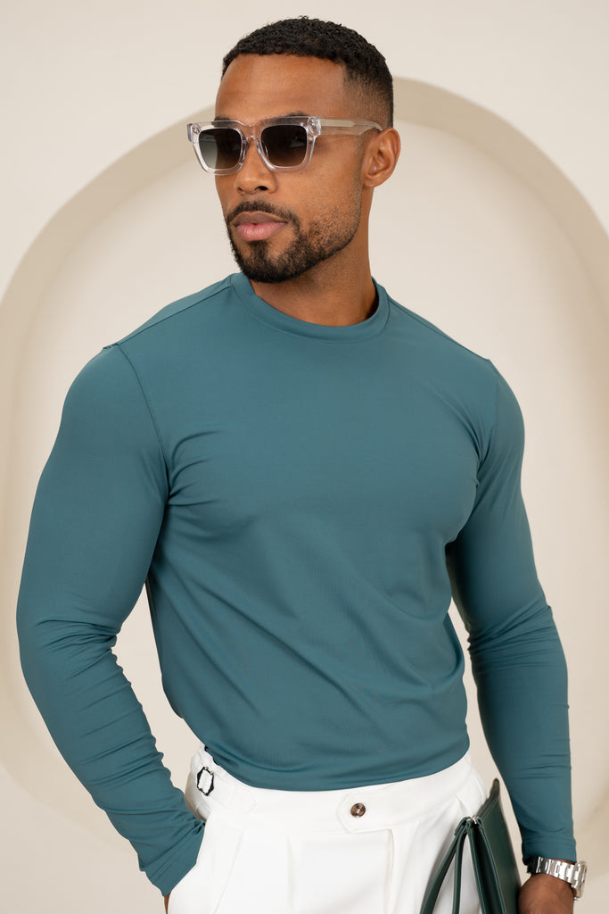 Mercerised Luxe Long Sleeve T-Shirt - Teal