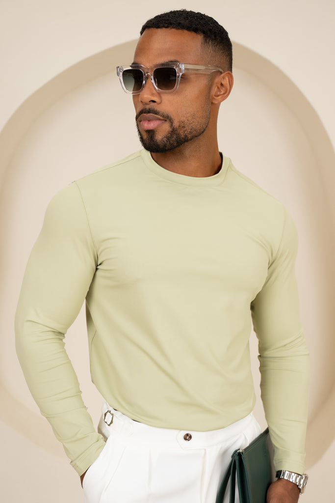 Mercerised Luxe Long Sleeve T-Shirt - Olive