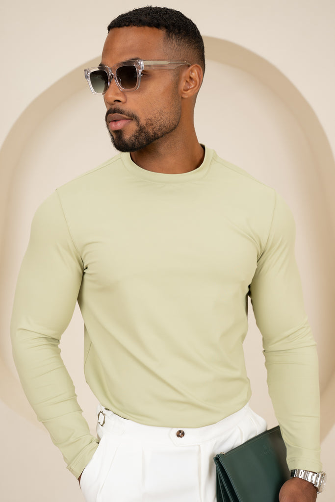 Mercerised Luxe Long Sleeve T-Shirt - Olive