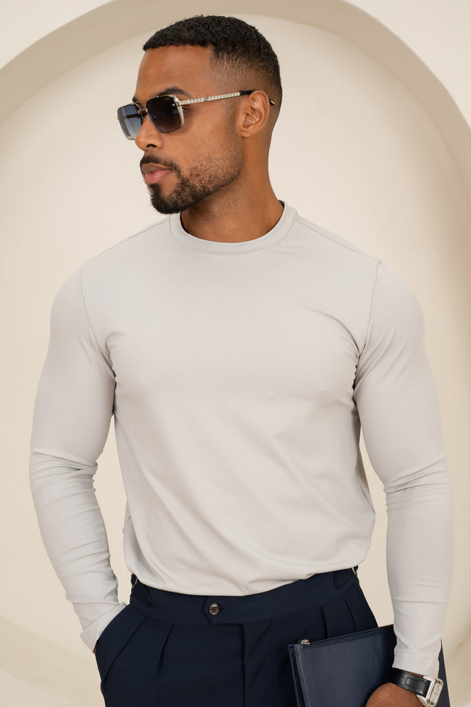 Mercerised Luxe Long Sleeve T-Shirt - Grey