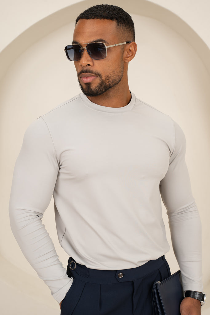 Mercerised Luxe Long Sleeve T-Shirt - Grey