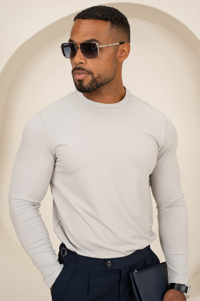 Mercerised Luxe Long Sleeve T-Shirt - Grey