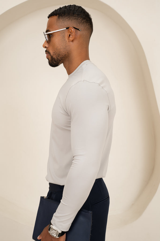 Mercerised Luxe Long Sleeve T-Shirt - Grey