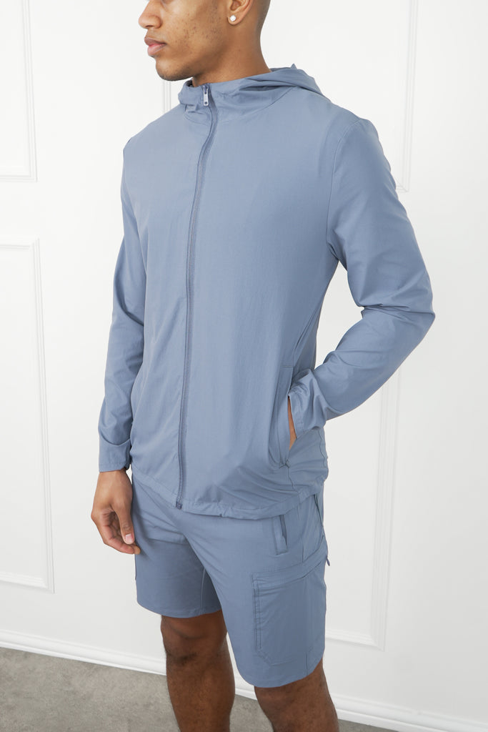 Premium Technical Windbreaker Jacket - Steel Blue (SS)