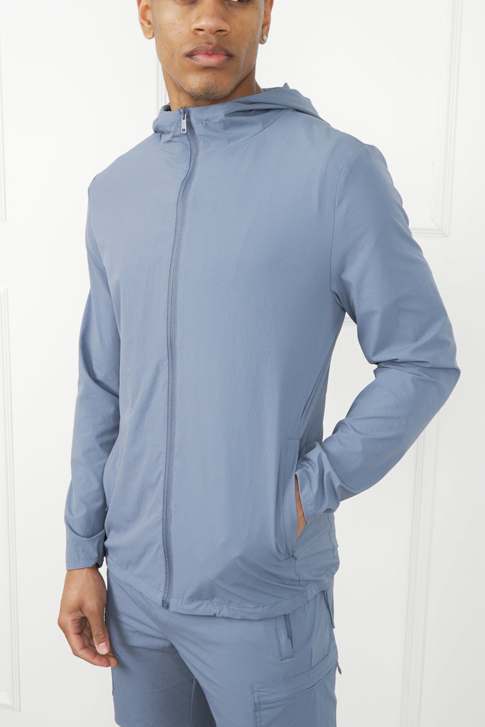 Premium Technical Windbreaker Jacket - Steel Blue (SS)