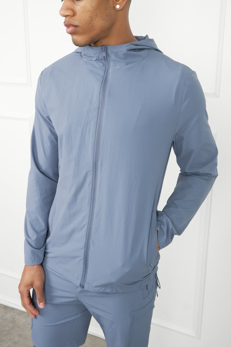 Premium Technical Windbreaker Jacket - Steel Blue (SS)