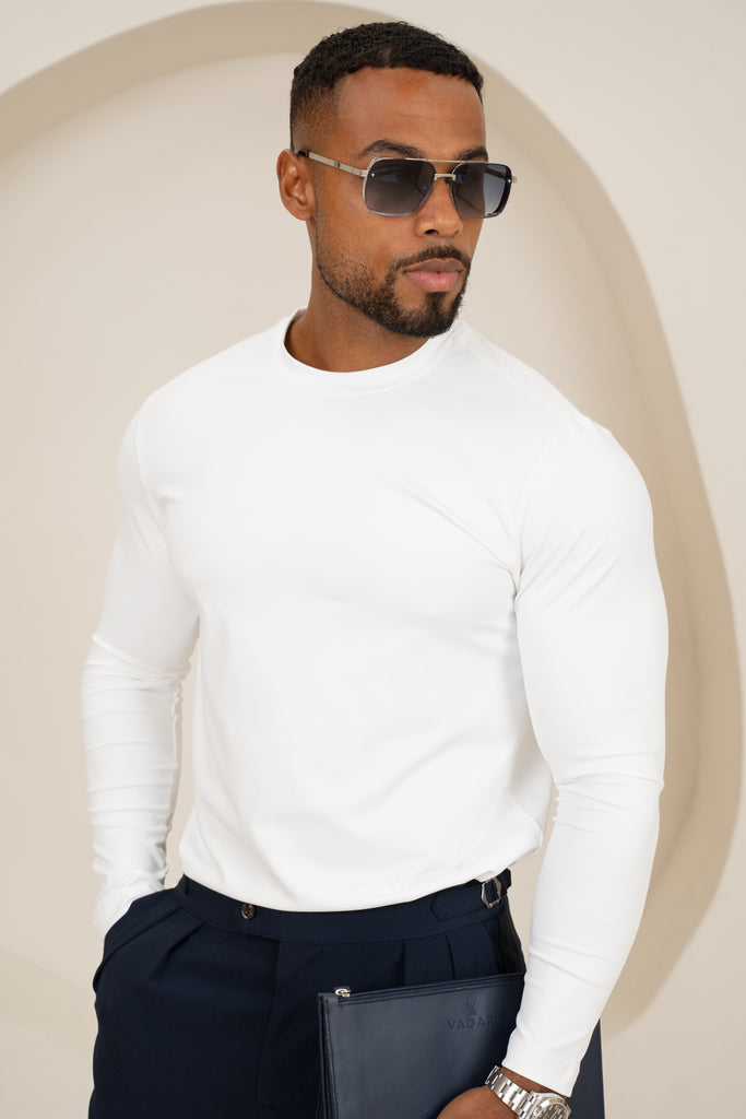 Mercerised Luxe Long Sleeve T-Shirt - White