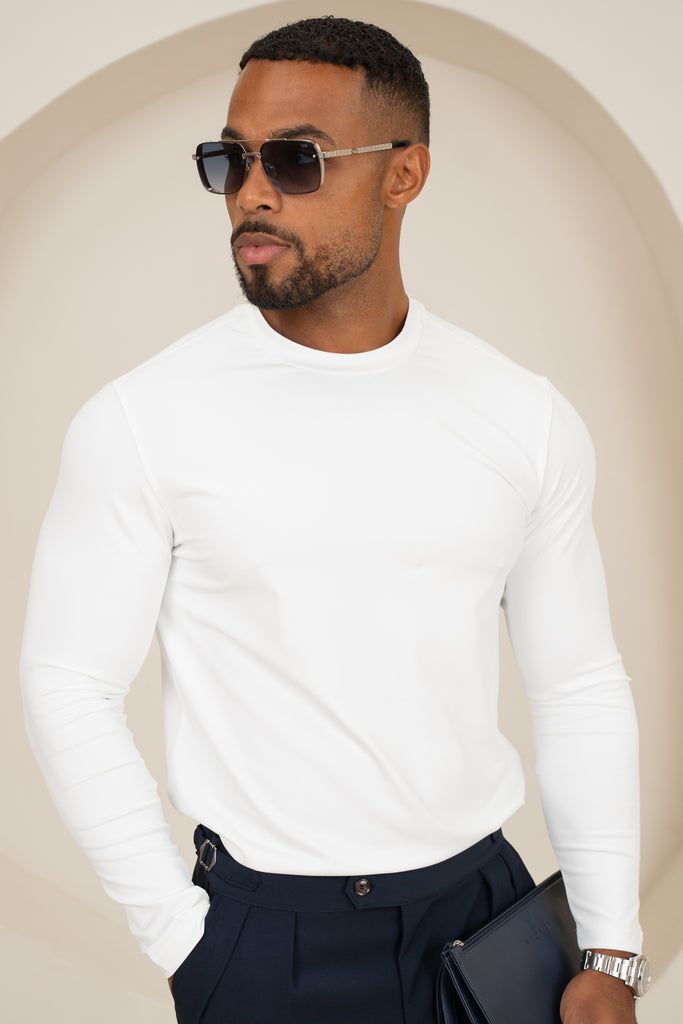 Mercerised Luxe Long Sleeve T-Shirt - White