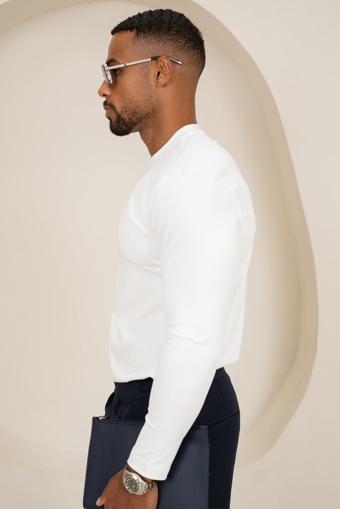 Mercerised Luxe Long Sleeve T-Shirt - White