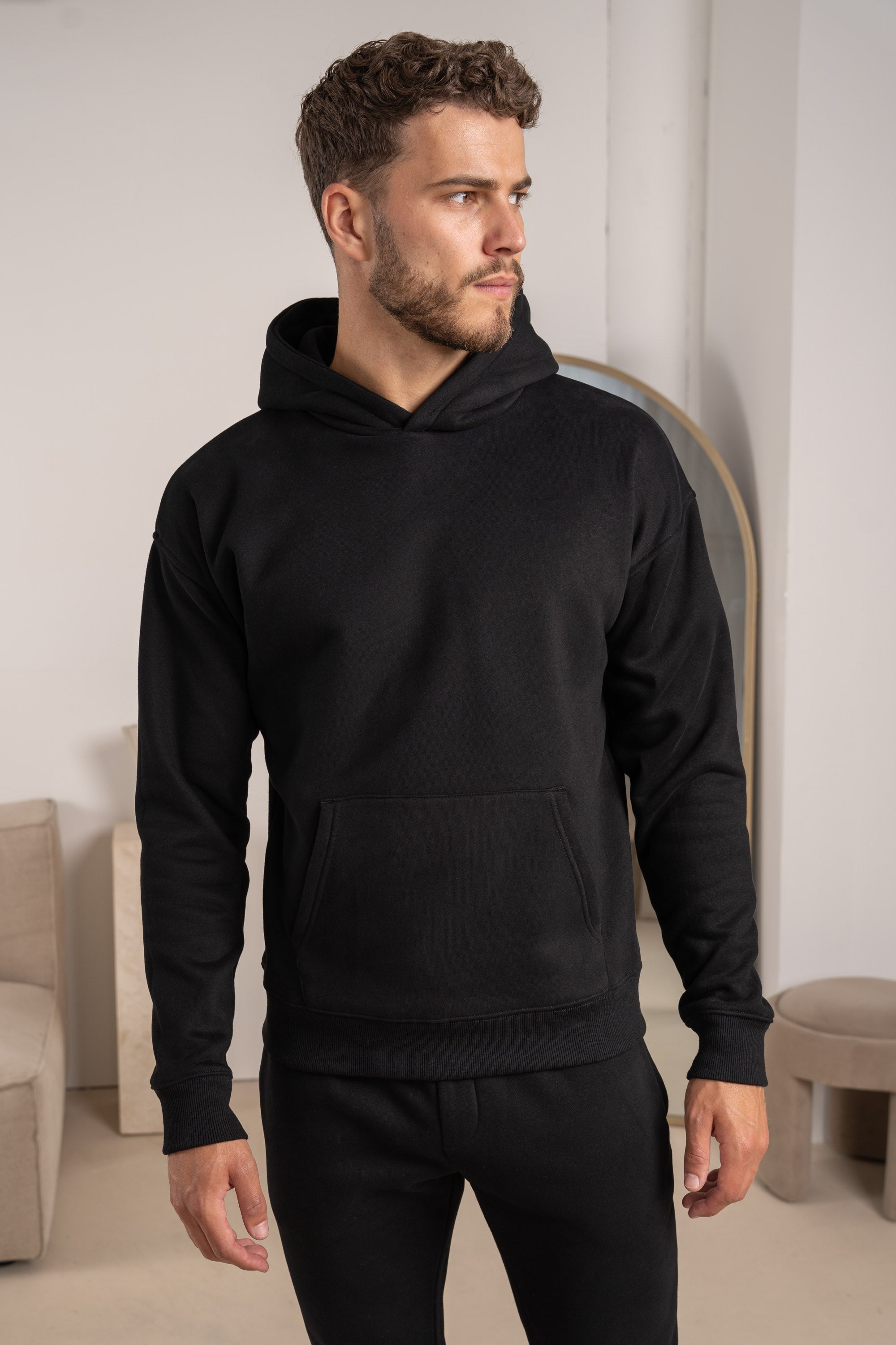 Premium Essential Tracksuit Hoodie - Black