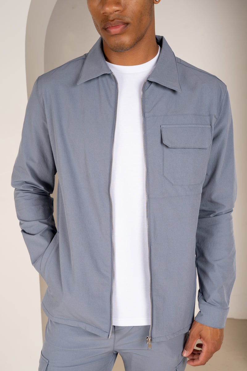 Premium Detail Cargo Jacket V2 - Steel Blue