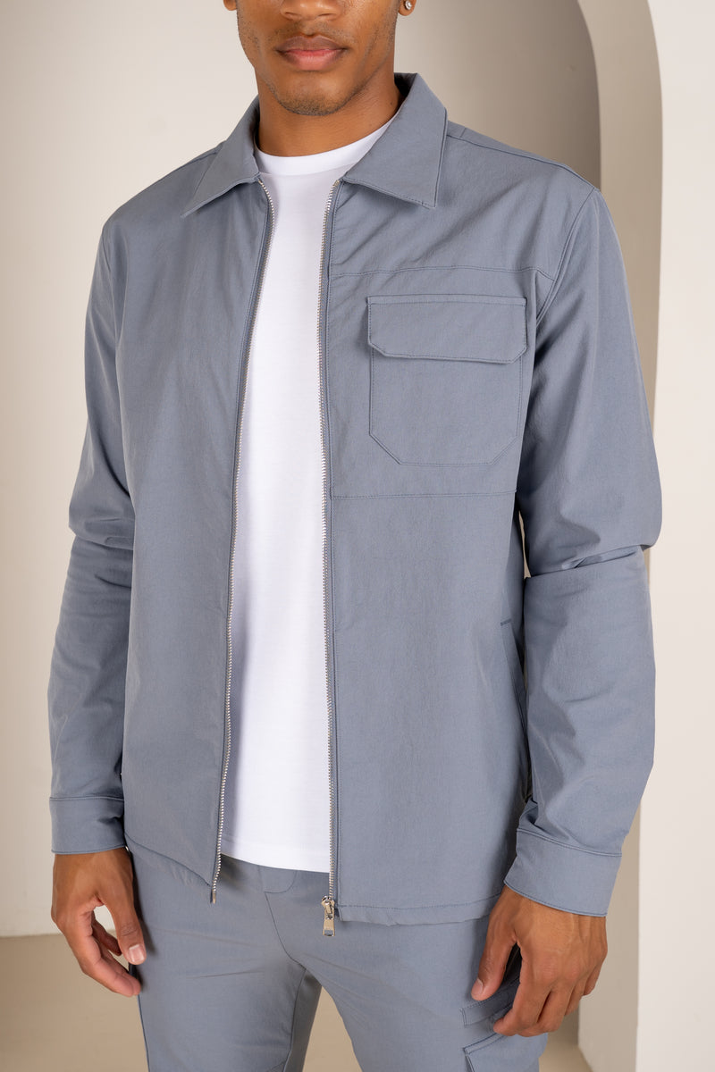 Premium Detail Cargo Jacket V2 - Steel Blue