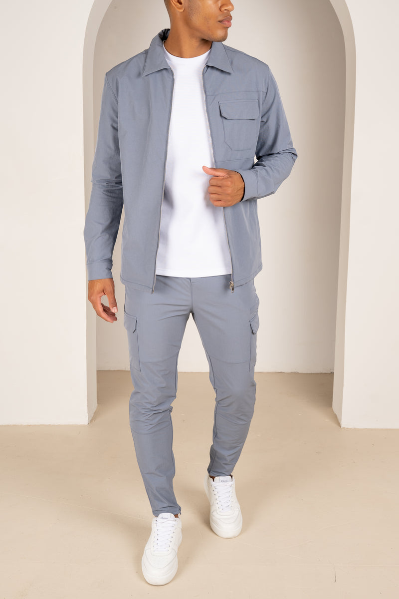Premium Detail Cargo Jacket V2 - Steel Blue