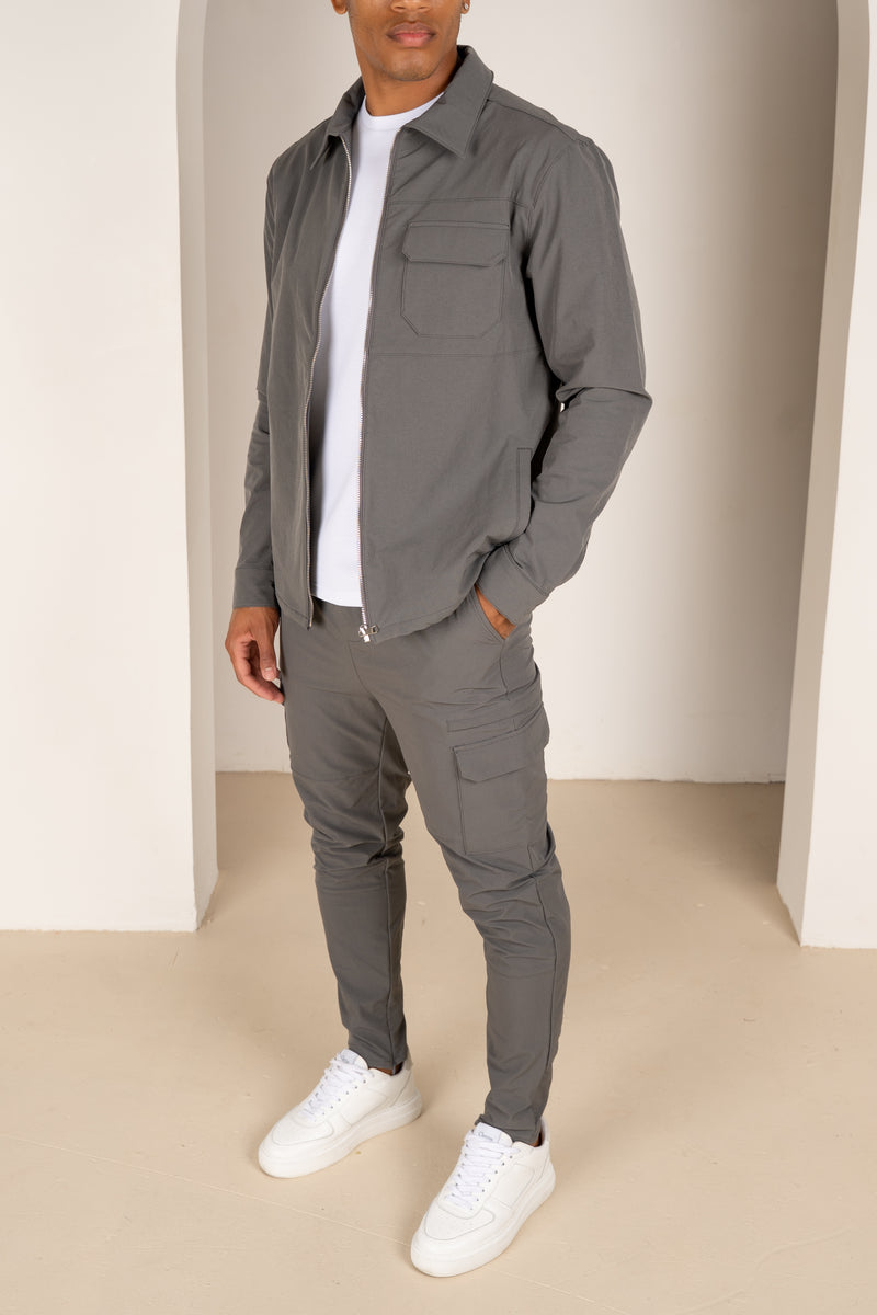 Premium Detail Cargo Jacket V2 - Charcoal