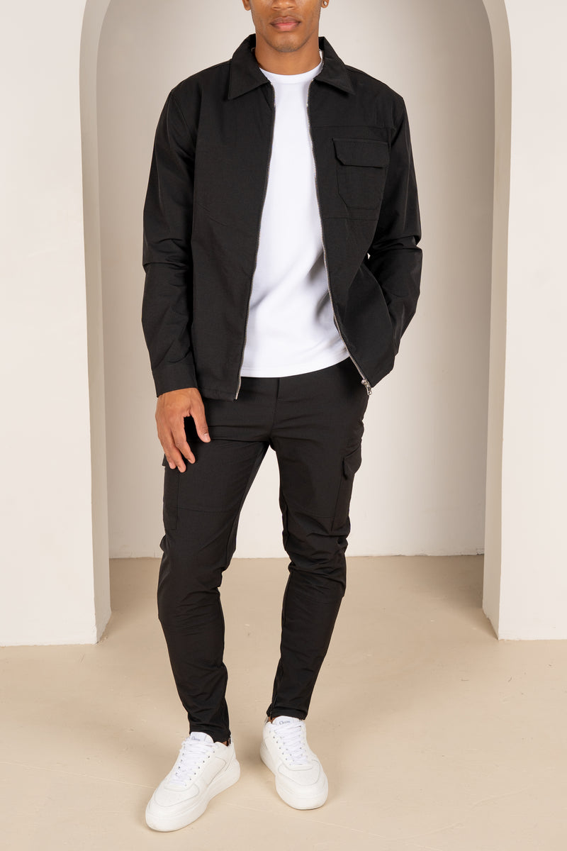Premium Detail Cargo Pants V2 - Black