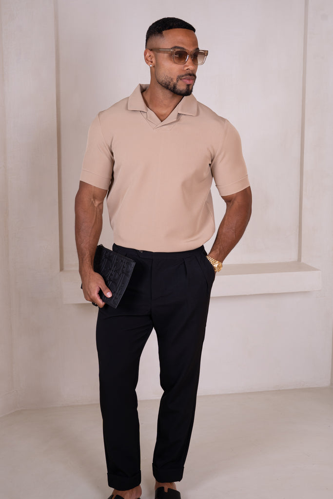 Scuba Open Neck Revere Polo - Salmon