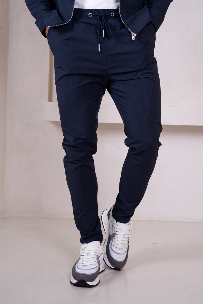 Pinstripe Cargo Utility Overshirt - Navy