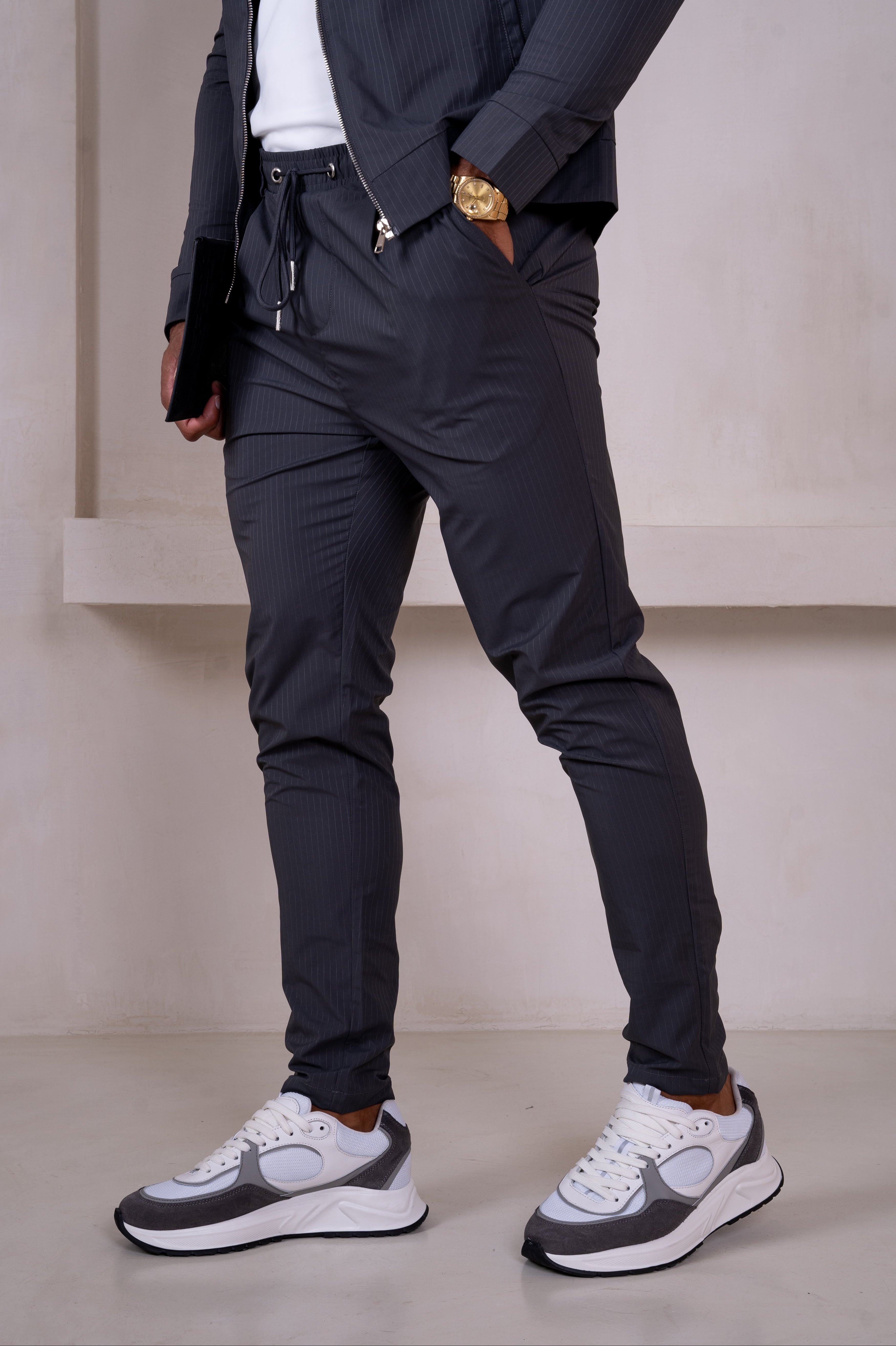 Pinstripe Pants - Charcoal