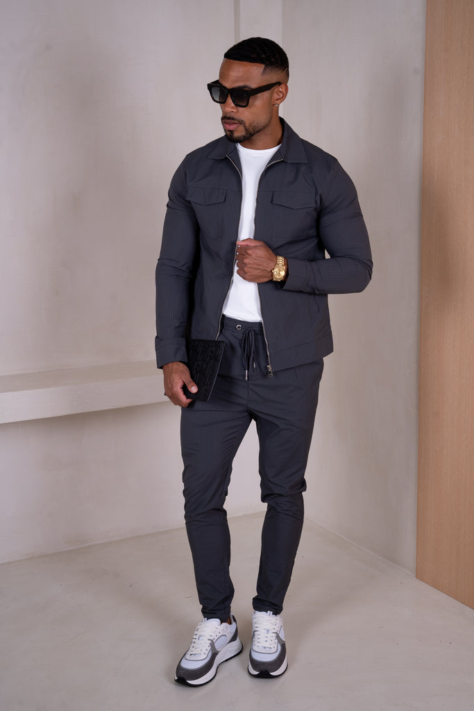 Pinstripe Pants - Charcoal