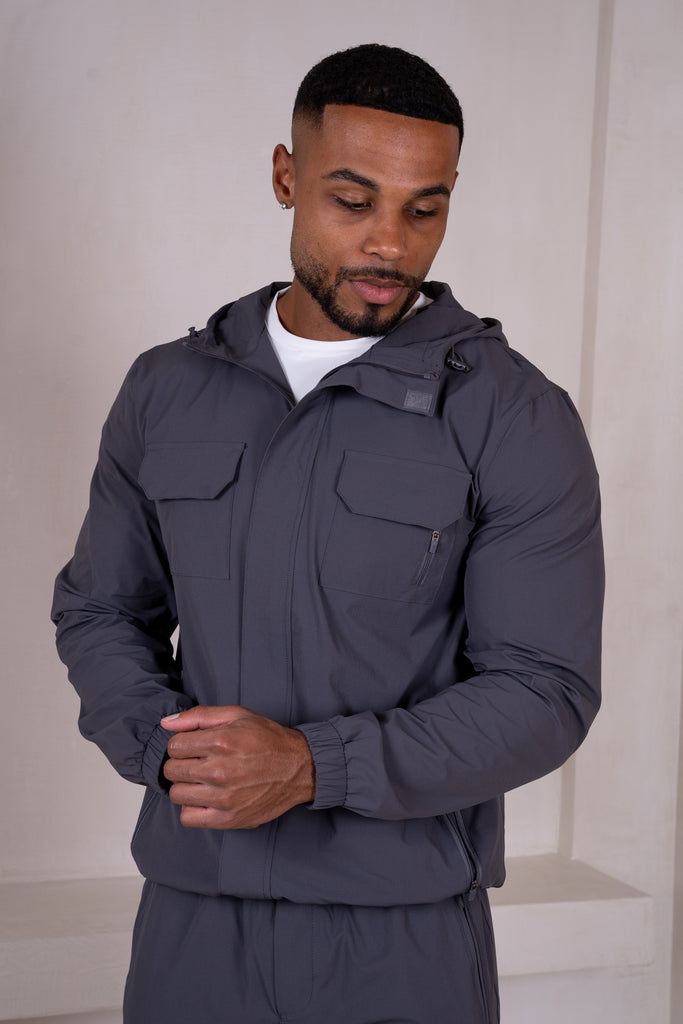 Technical V2 Cargo Windbreaker Jacket - Charcoal