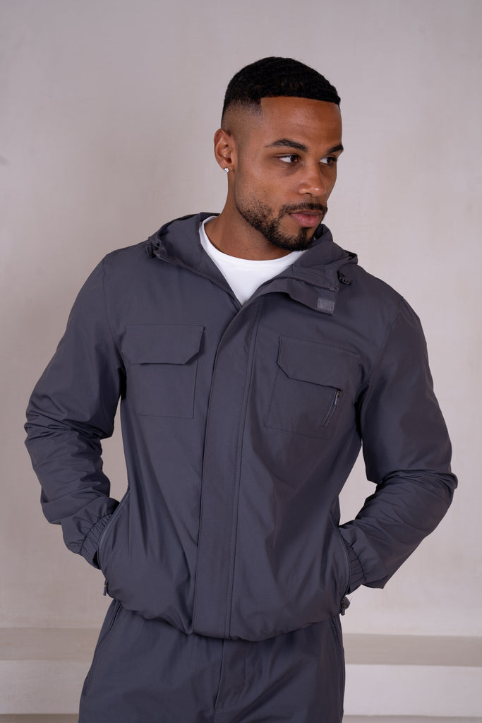 Technical V2 Cargo Windbreaker Jacket - Charcoal