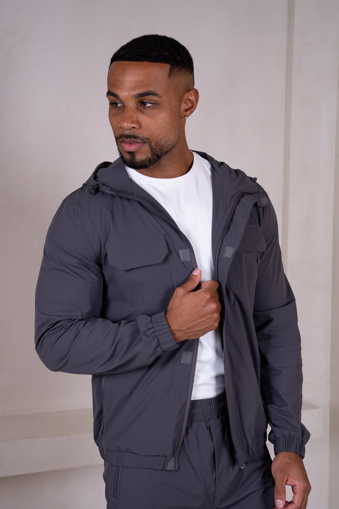 Technical V2 Cargo Windbreaker Jacket - Charcoal