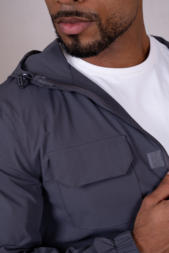 Technical V2 Cargo Windbreaker Jacket - Charcoal