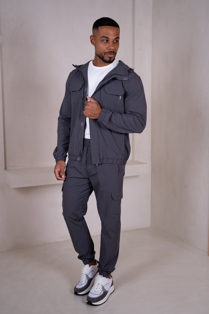 Technical V2 Cargo Windbreaker Jacket - Charcoal