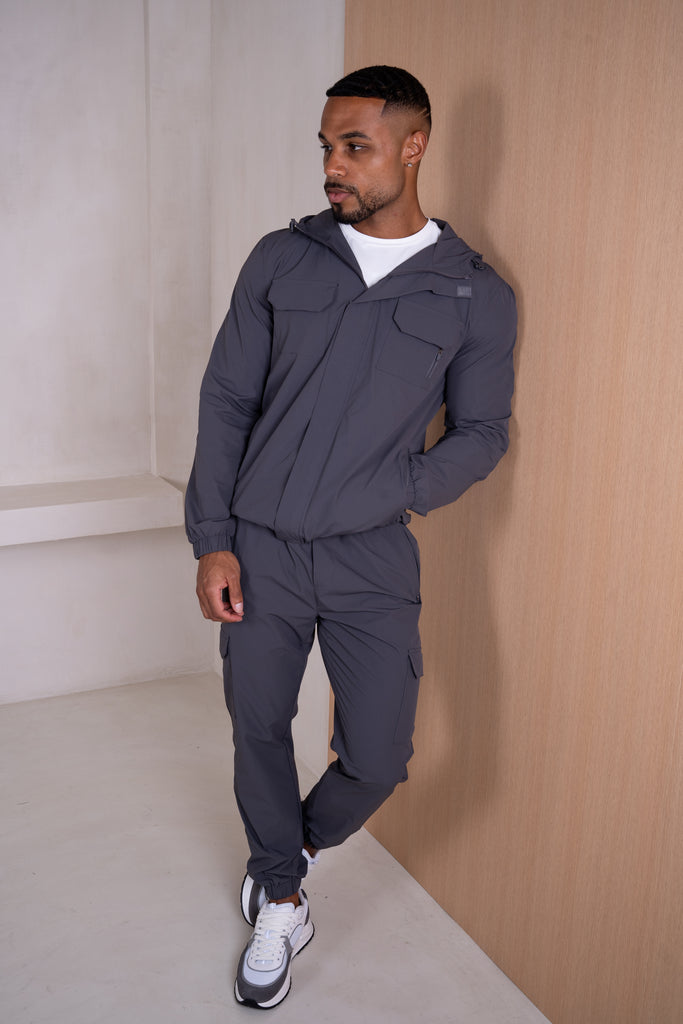 Technical V2 Cargo Windbreaker Jacket - Charcoal
