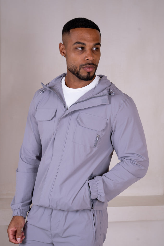 Technical V2 Cargo Windbreaker Jacket - Grey