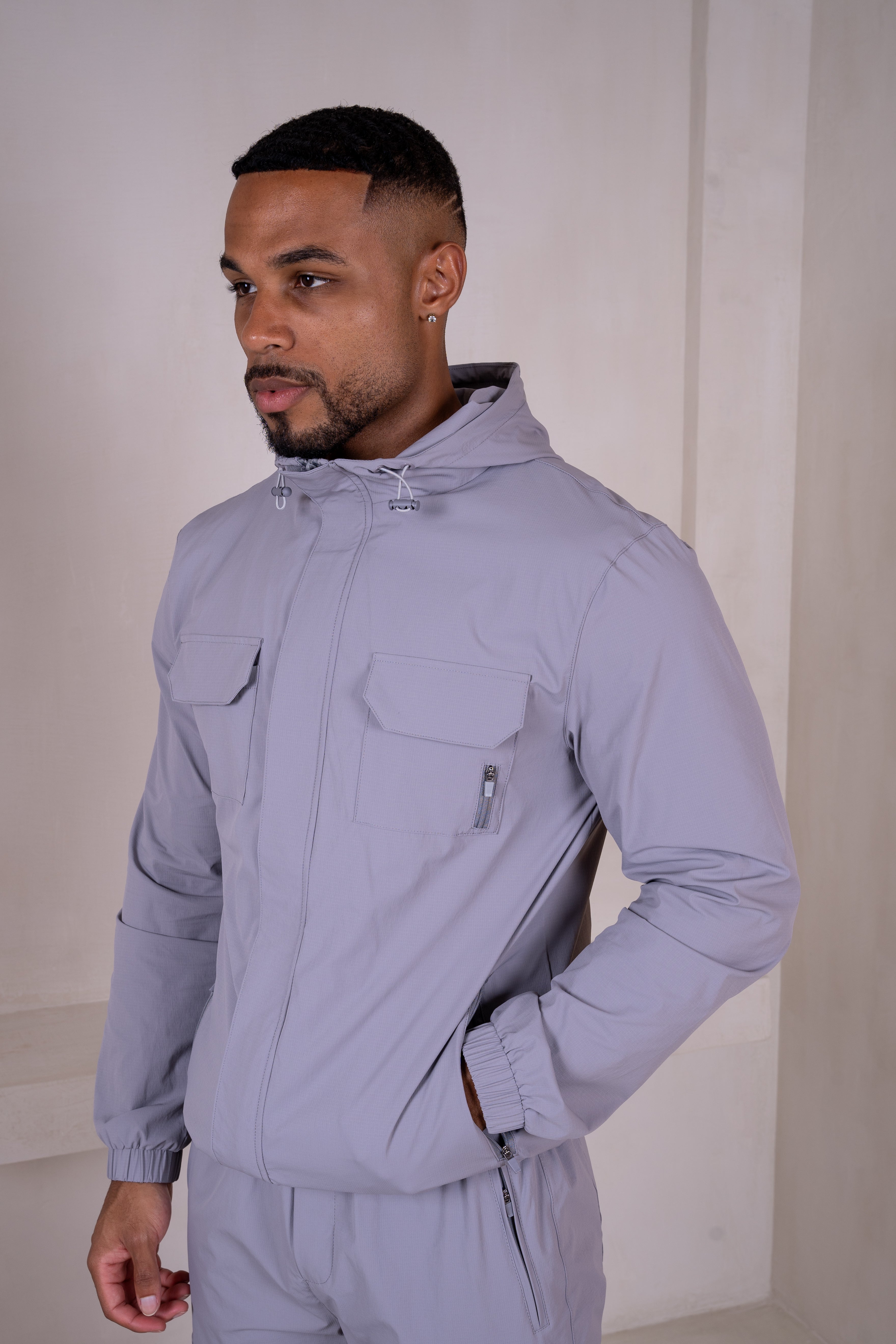 Technical V2 Cargo Windbreaker Jacket - Grey