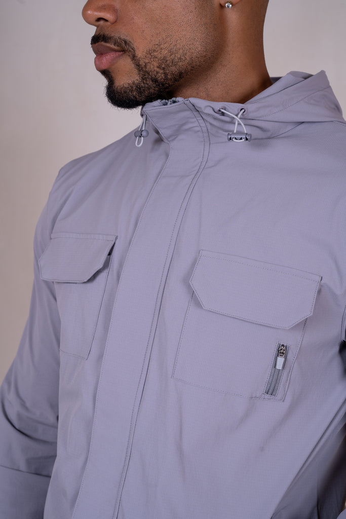 Technical V2 Cargo Windbreaker Jacket - Grey