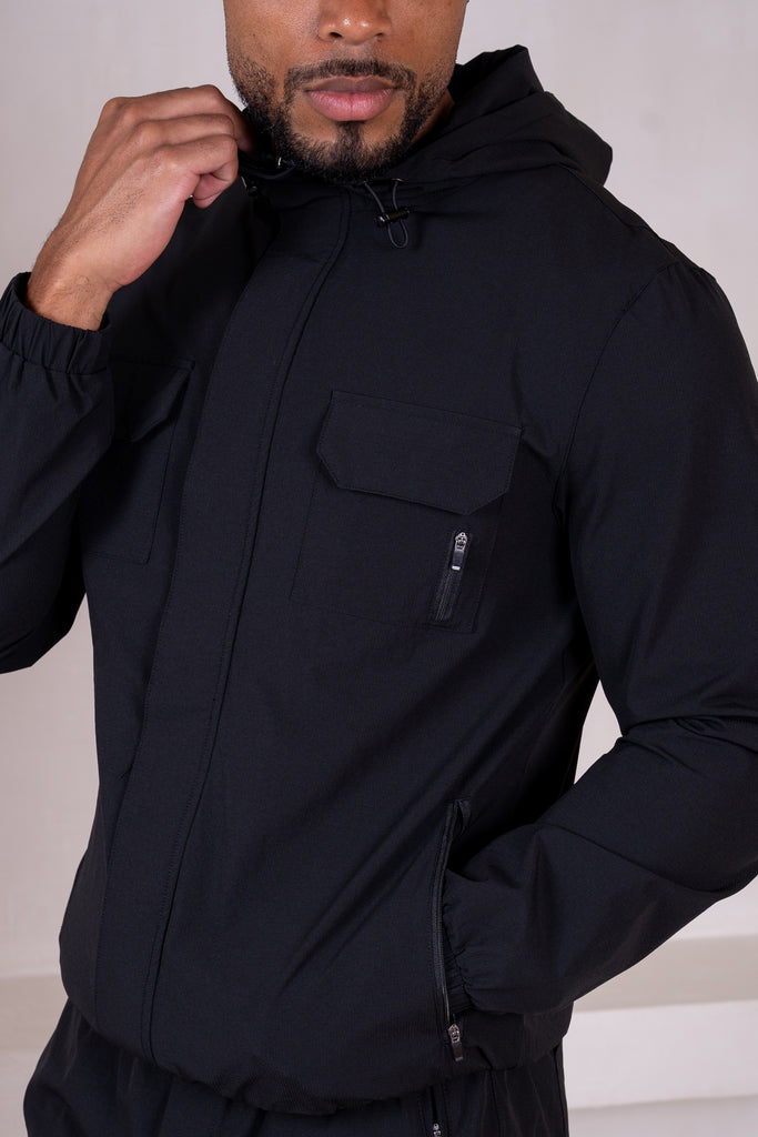 Technical V2 Cargo Windbreaker Jacket - Black
