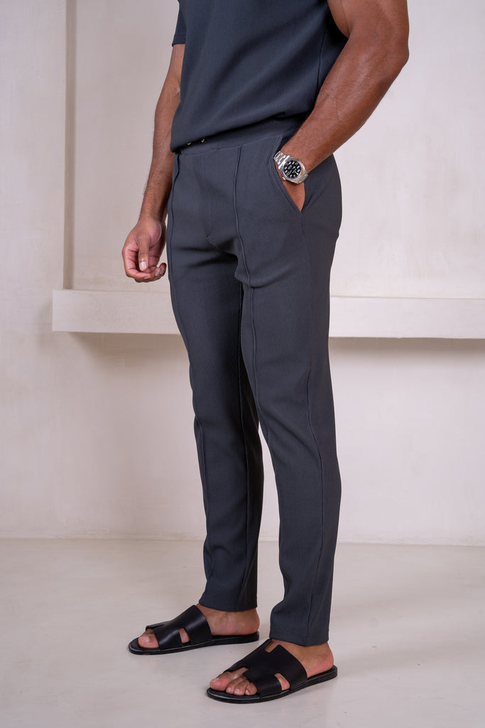Pleated Slim Fit Trouser - Charcoal