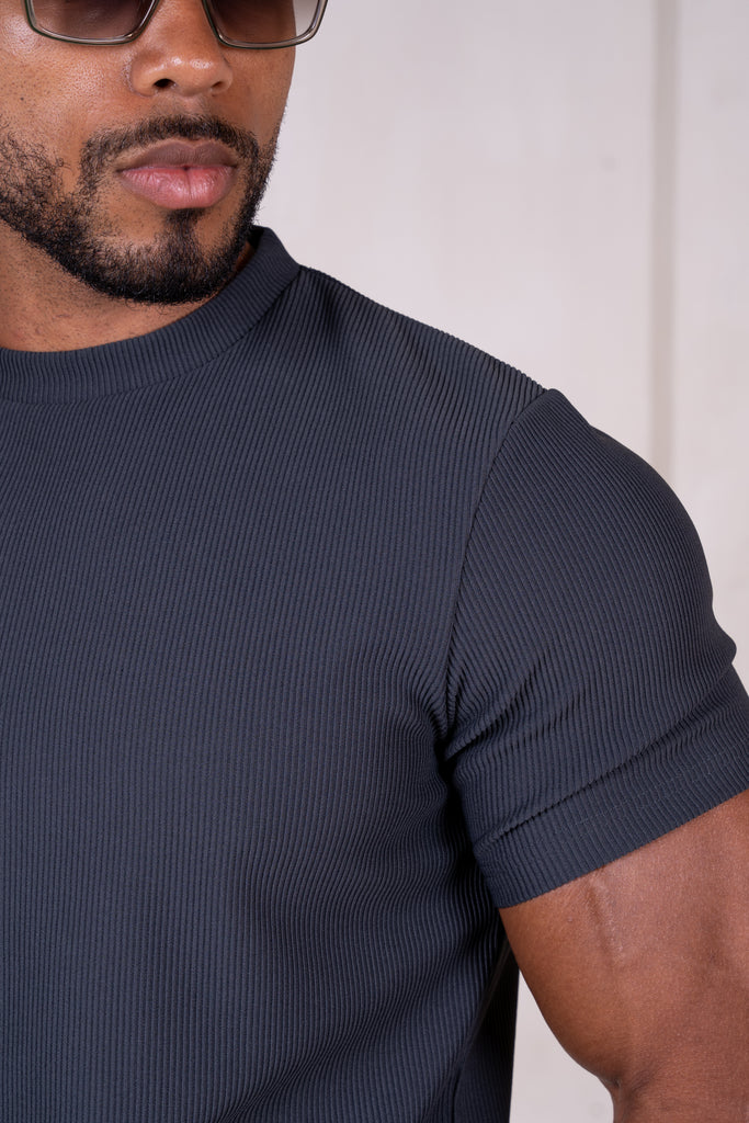 Pleated Slim Fit T-Shirt - Charcoal