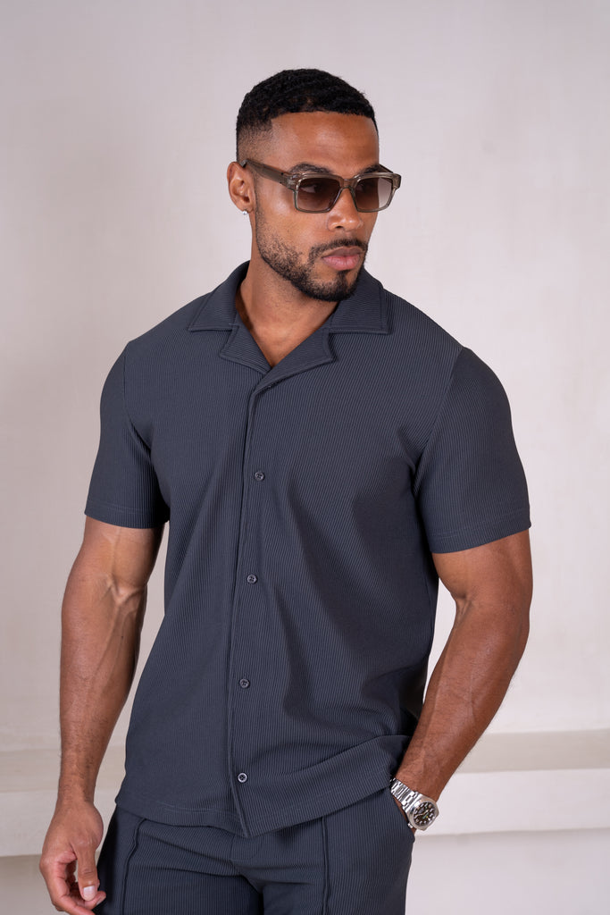 Pleated Slim Fit Shirt - Charcoal