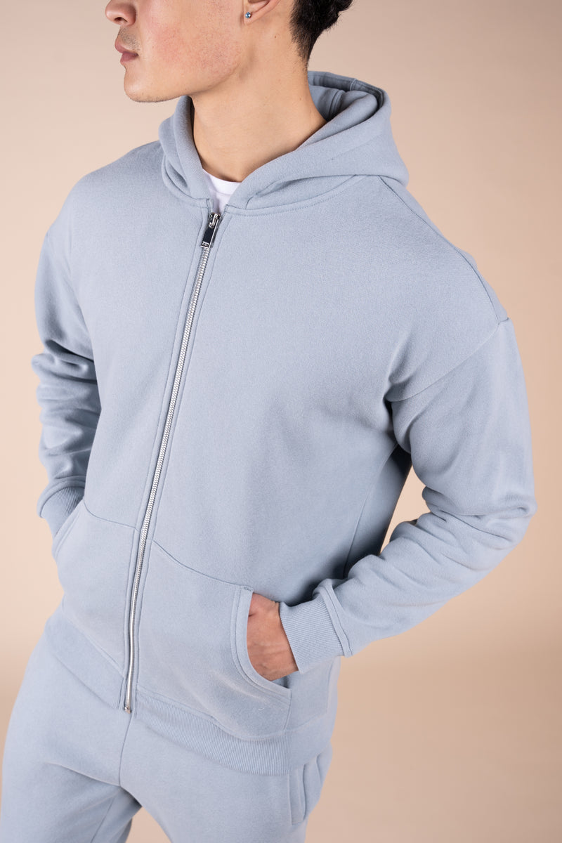 Premium Luxe Zip Up Hoody - Powder Blue