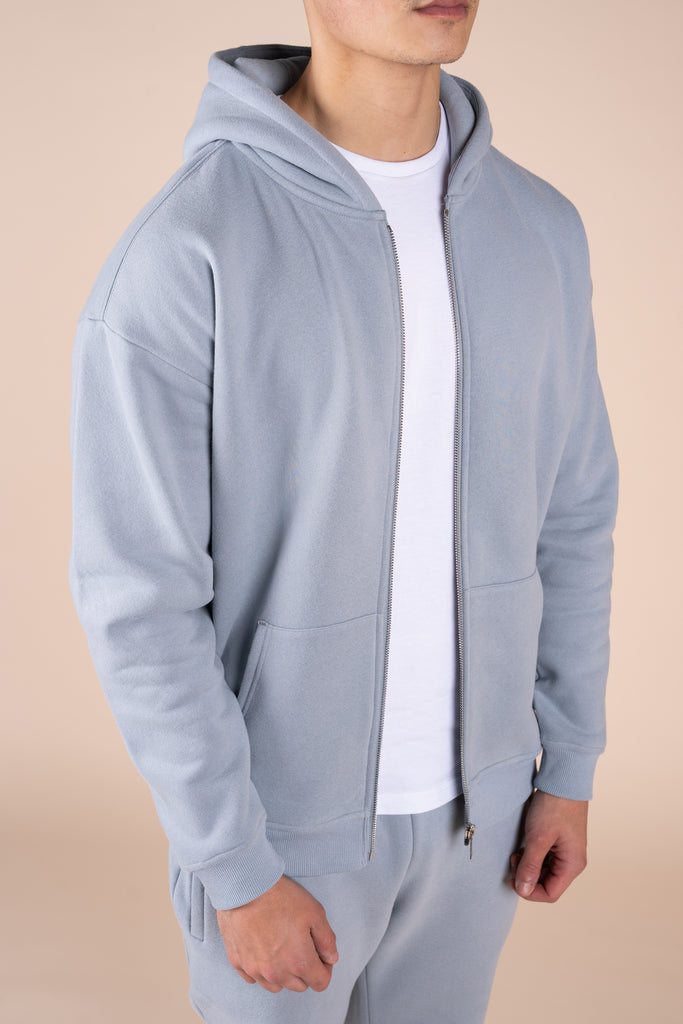 Premium Luxe Zip Up Hoody - Powder Blue