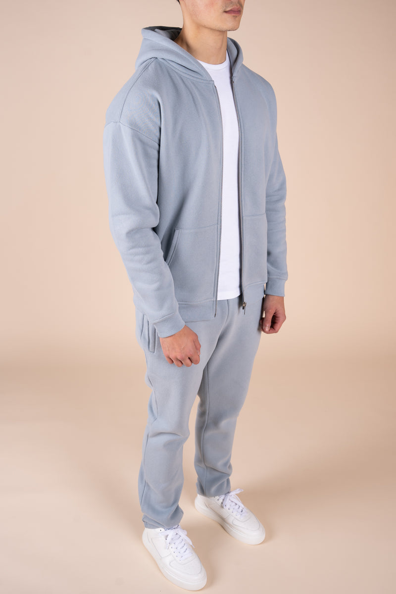 Premium Luxe Zip Up Hoody - Powder Blue