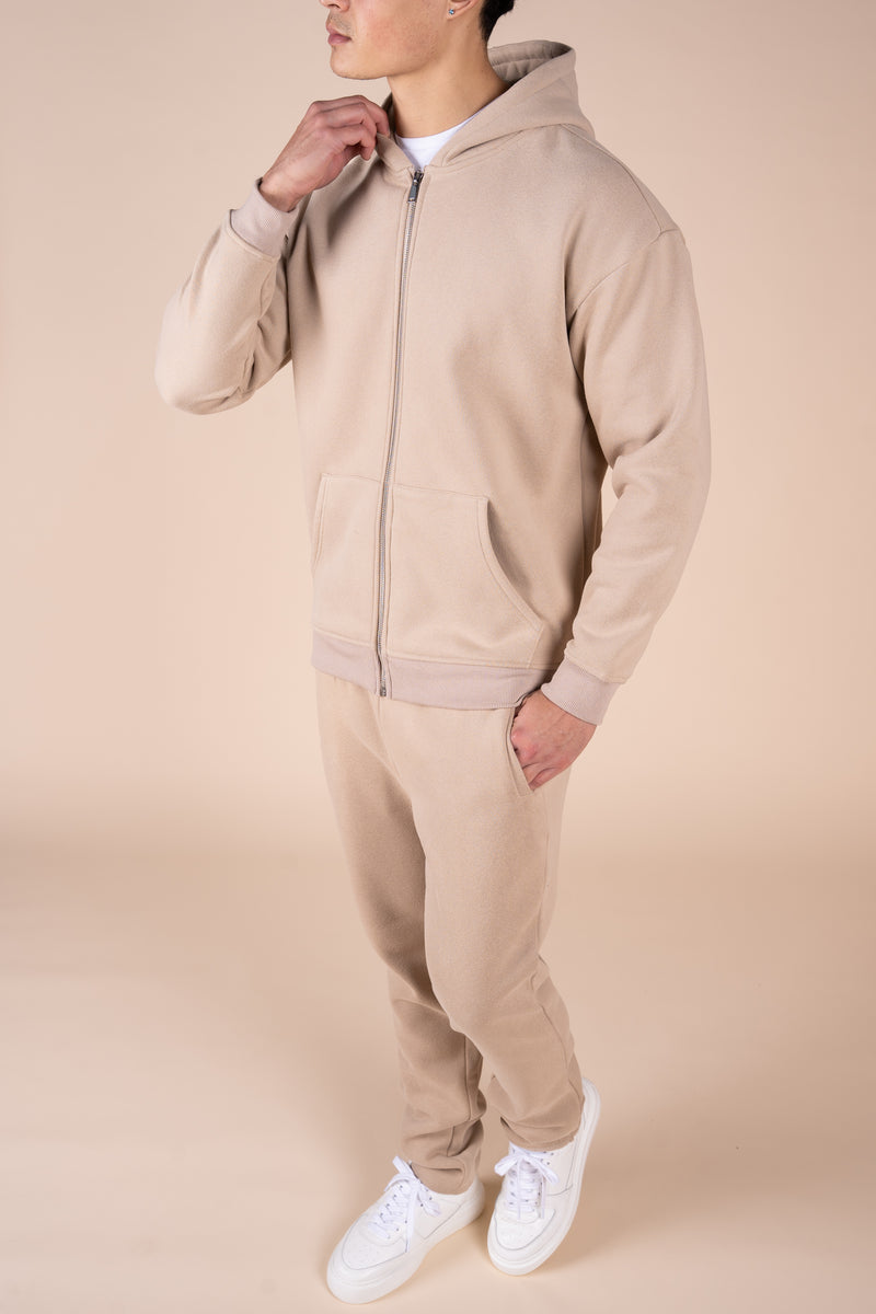 Premium Luxe Zip Up Hoody - Taupe