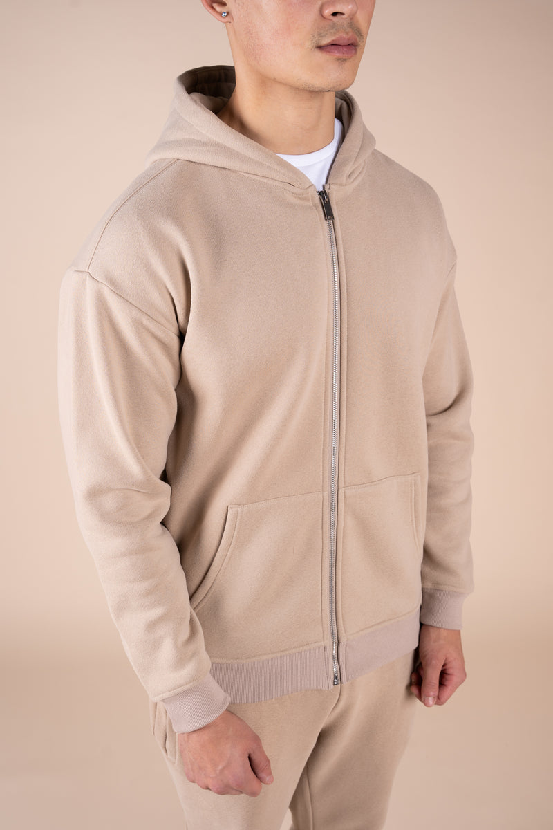 Premium Luxe Zip Up Hoody - Taupe